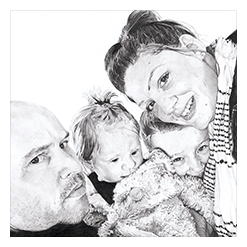 Pencil Portrait Drawing of the Colbourne family, link to full image